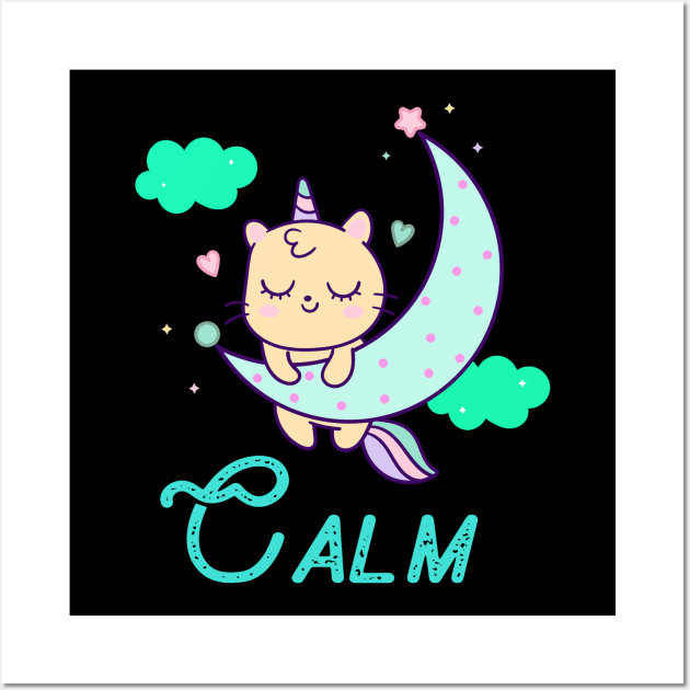 Calm Unicorn Cats Funny Gift for girl birthday Wall Art by Fashion Style